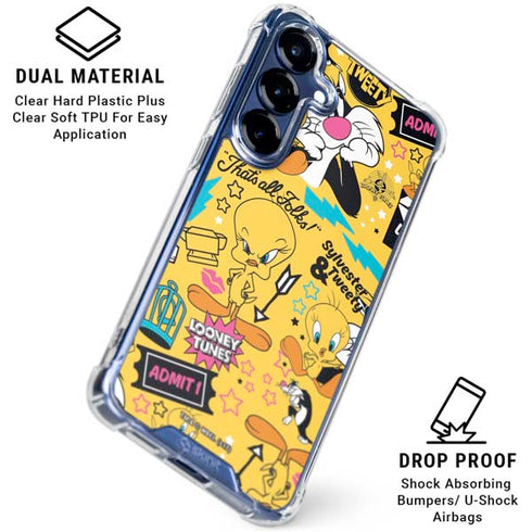 Looney Tunes Tweety and Sylvester Patches Galaxy S25 Clear Case